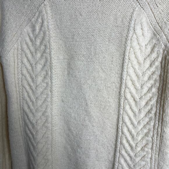 American Eagle AE Wool Blend Turtleneck Fishermancore Cream Sweater Women Medium - Picture 6 of 7